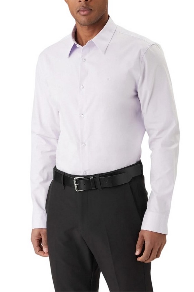 CALVIN KLEIN LS SOLID STRETCH SLIM SHIRT ΠΟΥΚΑΜΙΣΟ ΑΝΔΡΙΚΟ WHITE