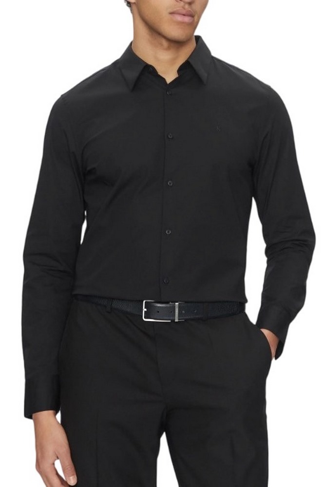CALVIN KLEIN LS SOLID STRETCH SLIM SHIRT ΠΟΥΚΑΜΙΣΟ ΑΝΔΡΙΚΟ BLACK