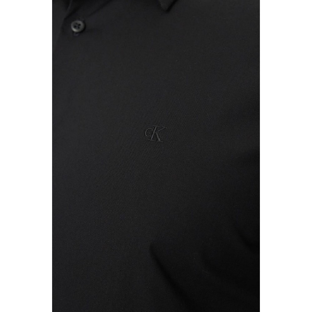 CALVIN KLEIN LS SOLID STRETCH SLIM SHIRT ΠΟΥΚΑΜΙΣΟ ΑΝΔΡΙΚΟ BLACK
