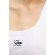 GUESS JEANS TANK TOP SLIM RIB ΤΟΠ ΜΠΛΟΥΖΑ ΓΥΝΑΙΚΕΙΑ WHITE