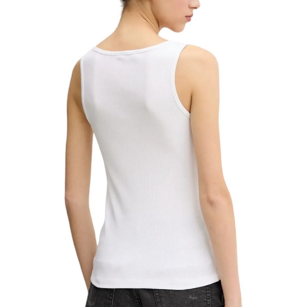 GUESS JEANS TANK TOP SLIM RIB ΤΟΠ ΜΠΛΟΥΖΑ ΓΥΝΑΙΚΕΙΑ WHITE