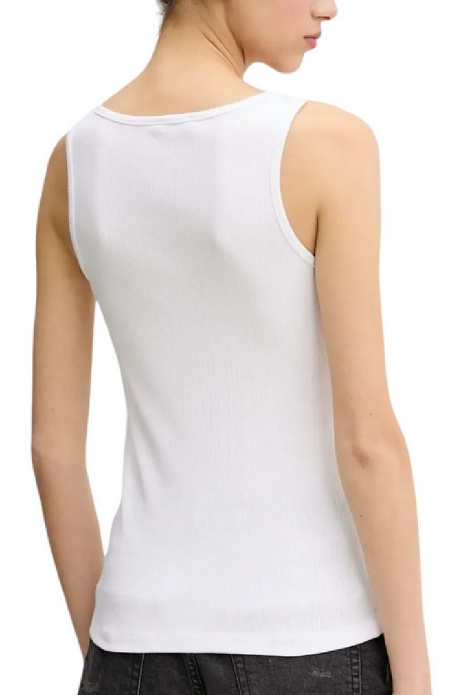 GUESS JEANS TANK TOP SLIM RIB ΤΟΠ ΜΠΛΟΥΖΑ ΓΥΝΑΙΚΕΙΑ WHITE