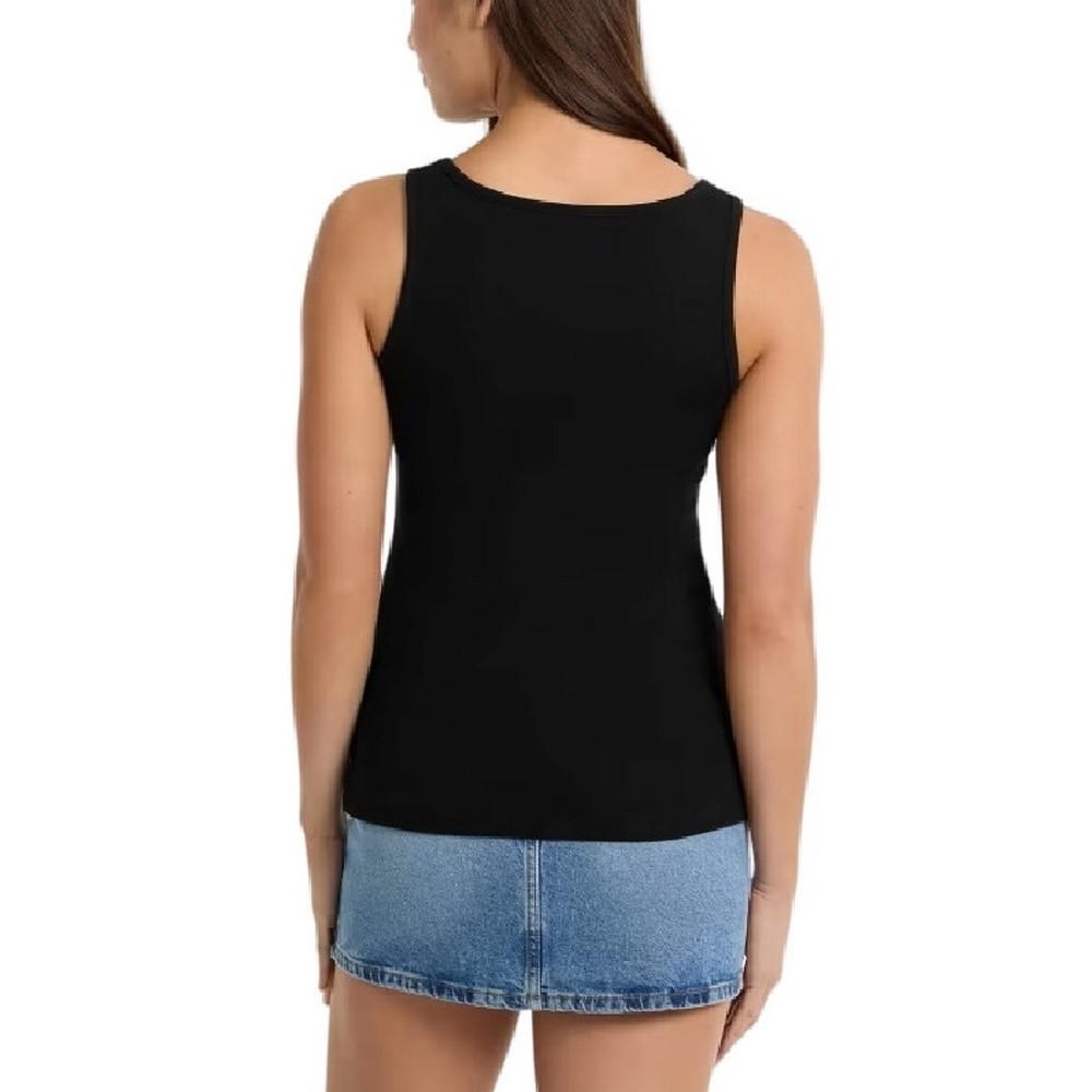GUESS JEANS TANK TOP SLIM RIB ΤΟΠ ΜΠΛΟΥΖΑ ΓΥΝΑΙΚΕΙΑ BLACK