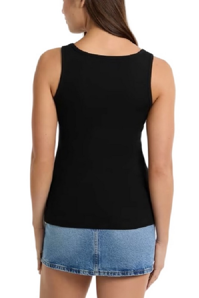 GUESS JEANS TANK TOP SLIM RIB ΤΟΠ ΜΠΛΟΥΖΑ ΓΥΝΑΙΚΕΙΑ BLACK