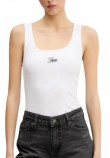 GUESS JEANS TANK TOP SLIM RIB ΤΟΠ ΜΠΛΟΥΖΑ ΓΥΝΑΙΚΕΙΑ WHITE
