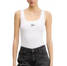 GUESS JEANS TANK TOP SLIM RIB ΤΟΠ ΜΠΛΟΥΖΑ ΓΥΝΑΙΚΕΙΑ WHITE