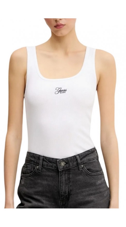 GUESS JEANS TANK TOP SLIM RIB ΤΟΠ ΜΠΛΟΥΖΑ ΓΥΝΑΙΚΕΙΑ WHITE