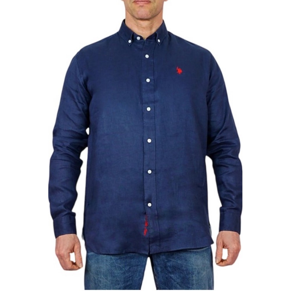 U.S.POLO ZED 000191 EH03 SHIRT LS SLIM FIT ΠΟΥΚΑΜΙΣΟ ΑΝΔΡΙΚΟ NAVY