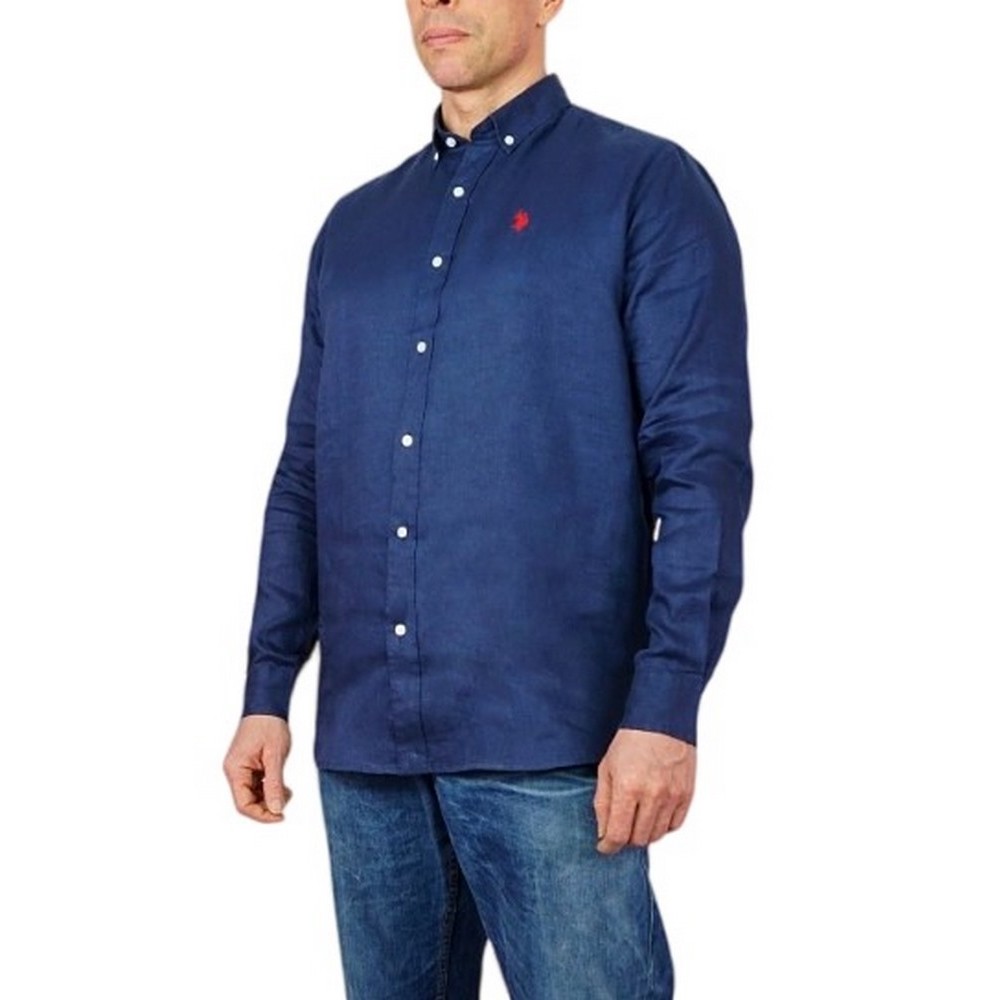 U.S.POLO ZED 000191 EH03 SHIRT LS SLIM FIT ΠΟΥΚΑΜΙΣΟ ΑΝΔΡΙΚΟ NAVY