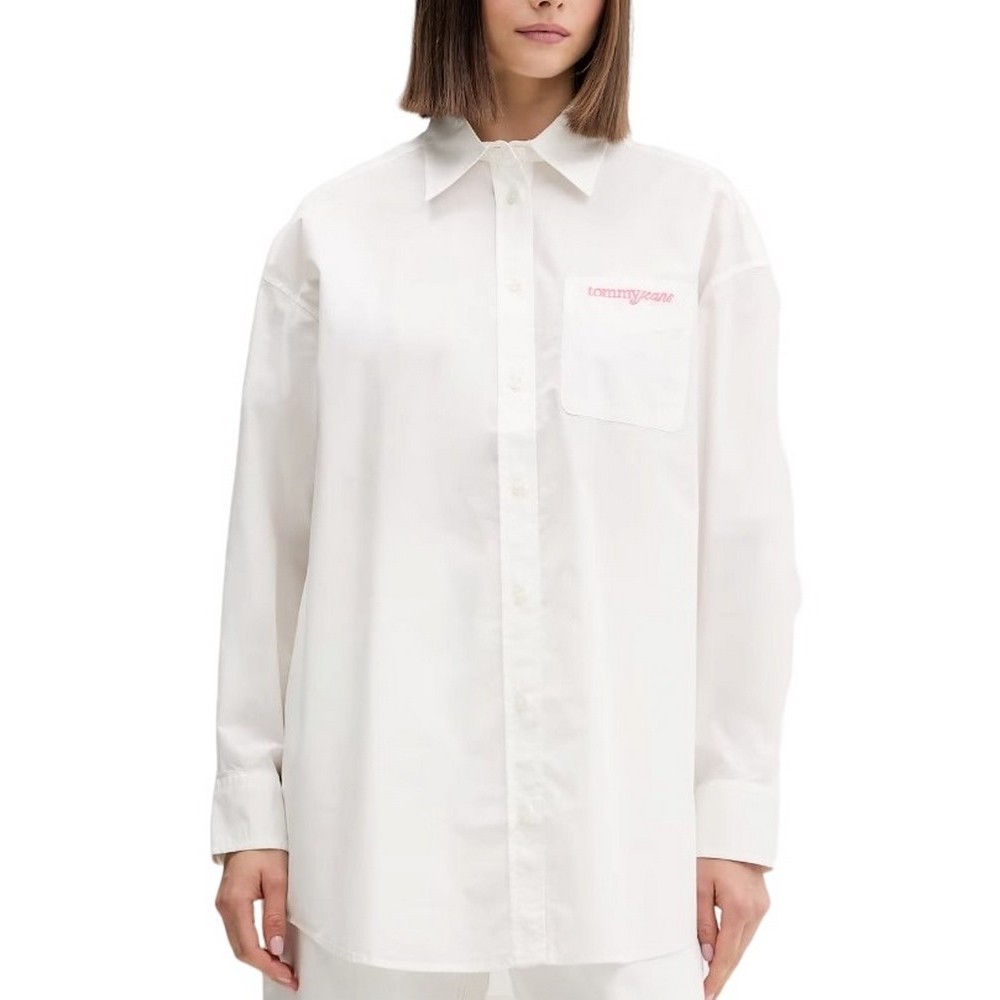 TOMMY JEANS OVS POPLIN SHIRT ΠΟΥΚΑΜΙΣΟ ΓΥΝΑΙΚΕΙΟ ECRU