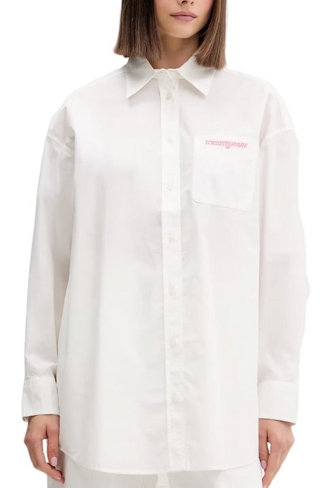 TOMMY JEANS OVS POPLIN SHIRT ΠΟΥΚΑΜΙΣΟ ΓΥΝΑΙΚΕΙΟ ECRU
