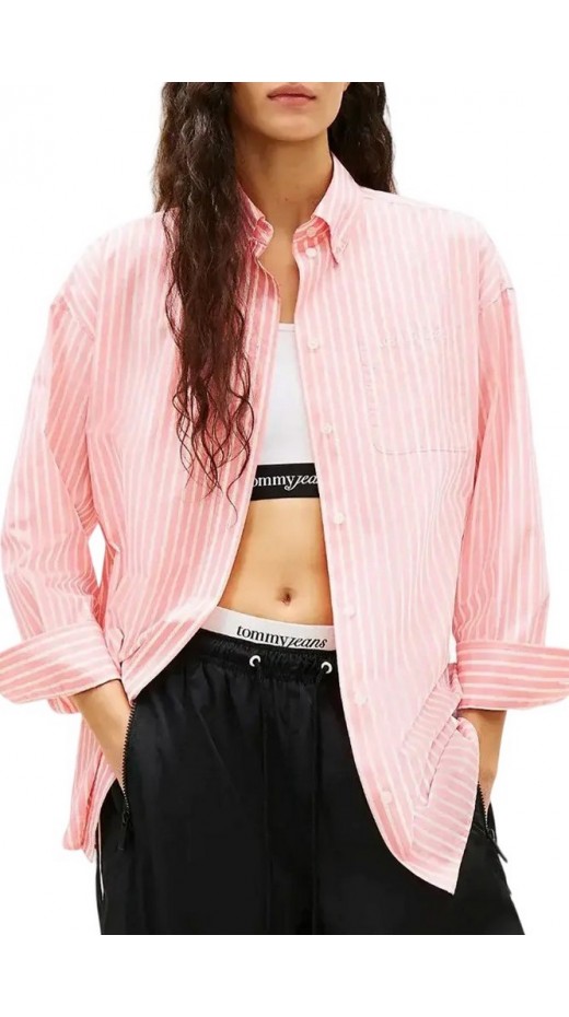 TOMMY JEANS OVS POPLIN SHIRT ΠΟΥΚΑΜΙΣΟ ΓΥΝΑΙΚΕΙΟ PINK