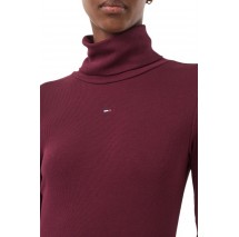 TOMMY JEANS TURTLNCK BODYCON MIDI DRESS ΦΟΡΕΜΑ ΓΥΝΑΙΚΕΙΟ BERRY