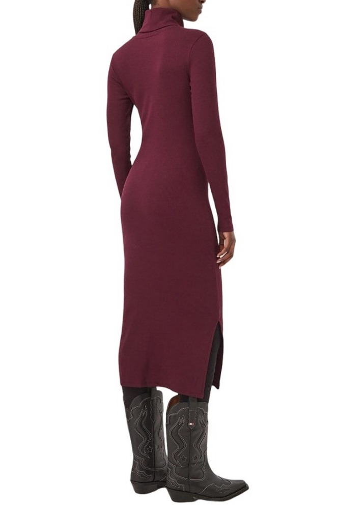 TOMMY JEANS TURTLNCK BODYCON MIDI DRESS ΦΟΡΕΜΑ ΓΥΝΑΙΚΕΙΟ BERRY