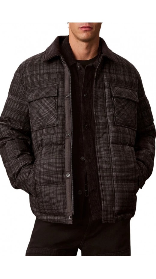 CALVIN KLEIN JEANS PRINTED PLAID PUFFER JKT ΜΠΟΥΦΑΝ ΑΝΔΡΙΚΟ BLACK/GREY
