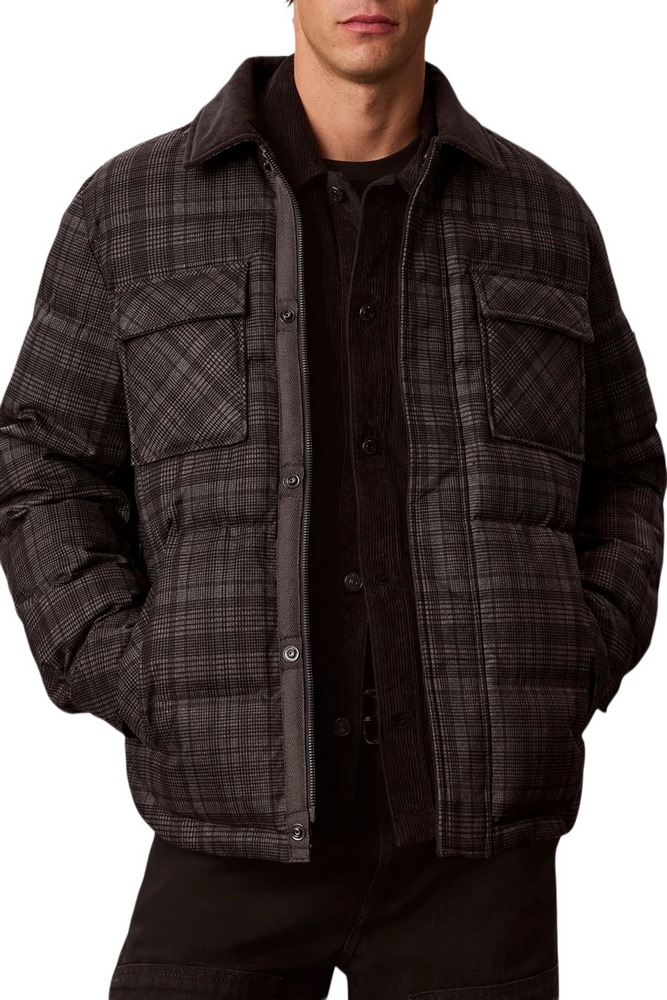 CALVIN KLEIN JEANS PRINTED PLAID PUFFER JKT ΜΠΟΥΦΑΝ ΑΝΔΡΙΚΟ BLACK/GREY
