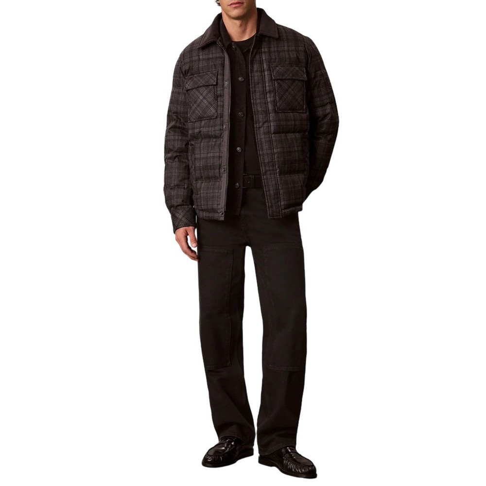 CALVIN KLEIN JEANS PRINTED PLAID PUFFER JKT ΜΠΟΥΦΑΝ ΑΝΔΡΙΚΟ BLACK/GREY