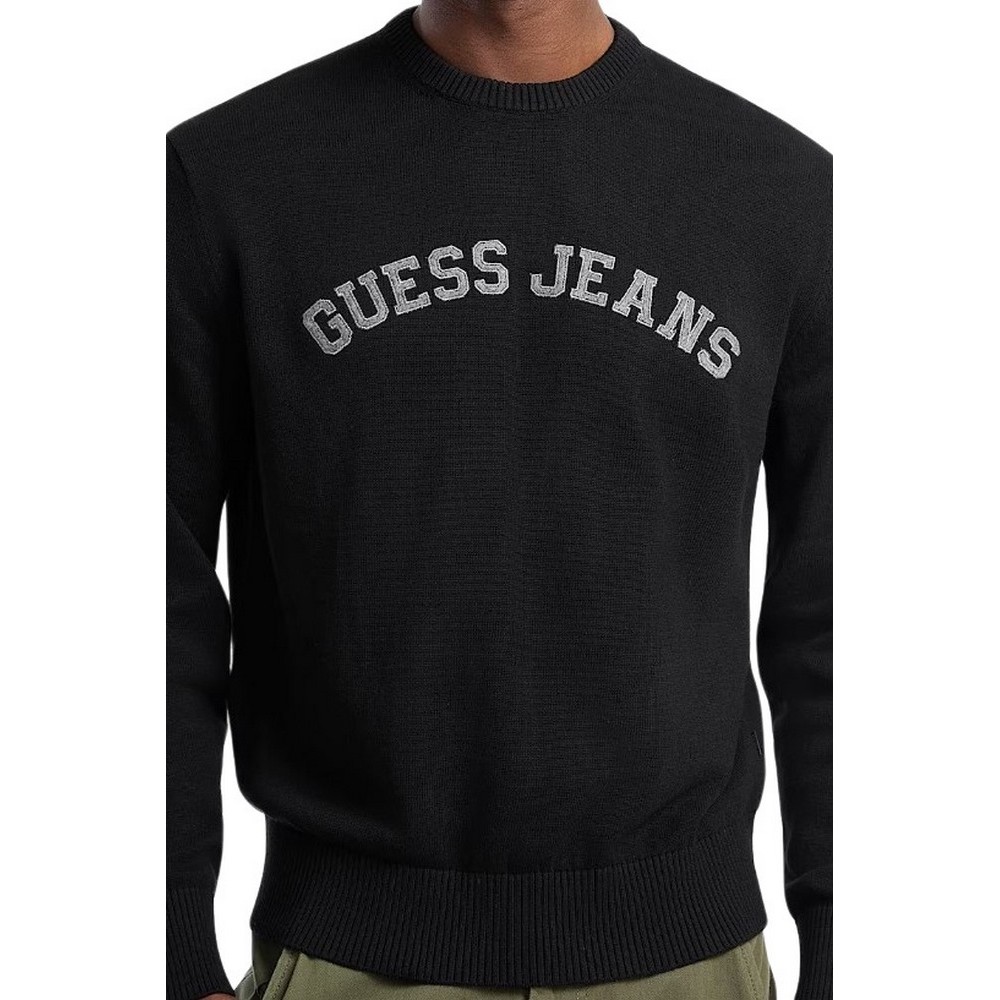 GUESS JEANS LS CN GUESS J PATCH SWTR ΠΛΕΚΤΟ ΑΝΔΡΙΚΟ BLACK