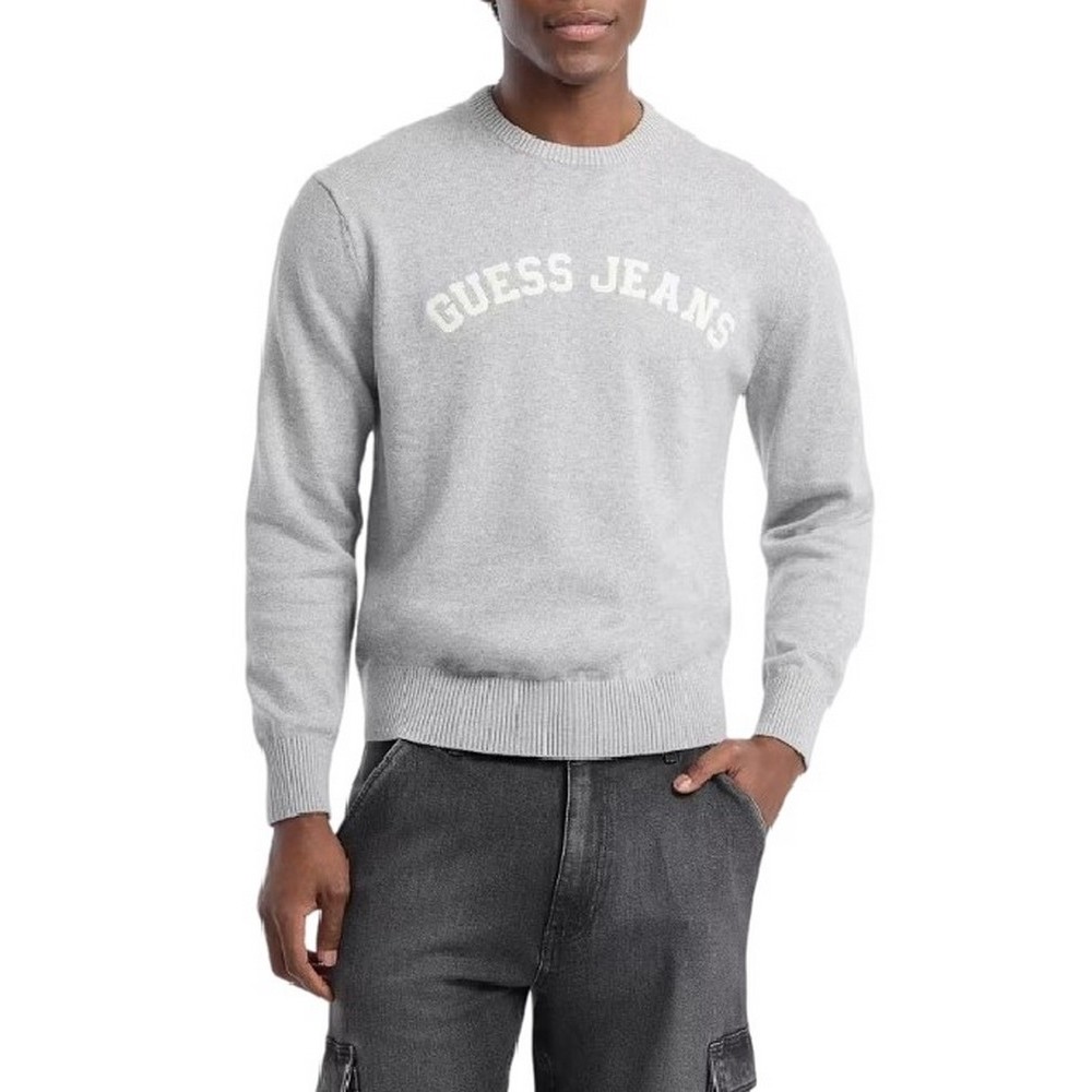 GUESS JEANS LS CN GUESS J PATCH SWTR ΠΛΕΚΤΟ ΑΝΔΡΙΚΟ GREY