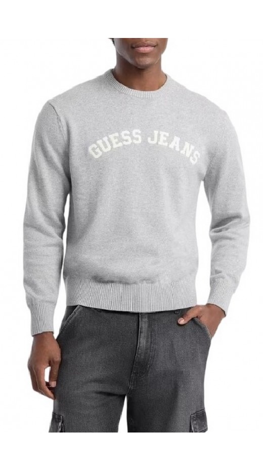 GUESS JEANS LS CN GUESS J PATCH SWTR ΠΛΕΚΤΟ ΑΝΔΡΙΚΟ GREY
