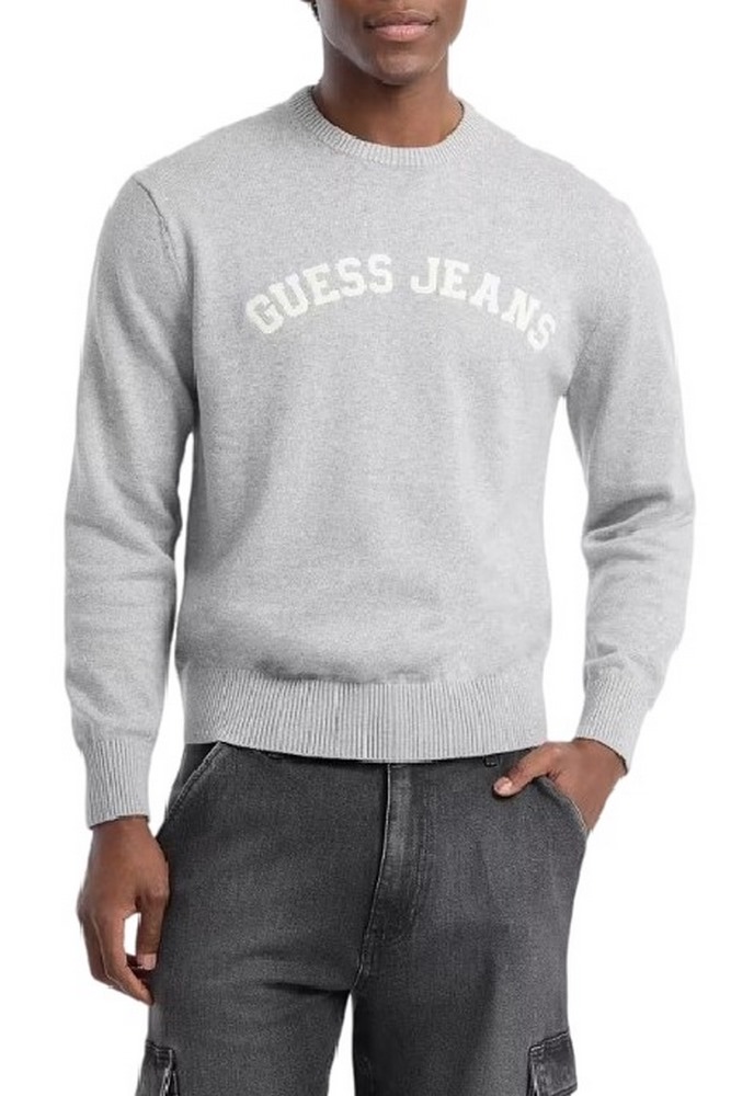 GUESS JEANS LS CN GUESS J PATCH SWTR ΠΛΕΚΤΟ ΑΝΔΡΙΚΟ GREY