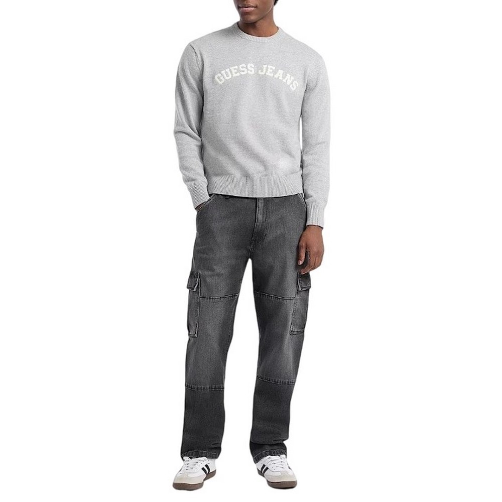GUESS JEANS LS CN GUESS J PATCH SWTR ΠΛΕΚΤΟ ΑΝΔΡΙΚΟ GREY