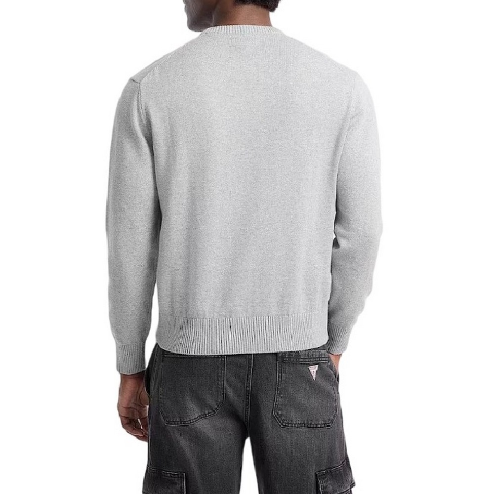 GUESS JEANS LS CN GUESS J PATCH SWTR ΠΛΕΚΤΟ ΑΝΔΡΙΚΟ GREY