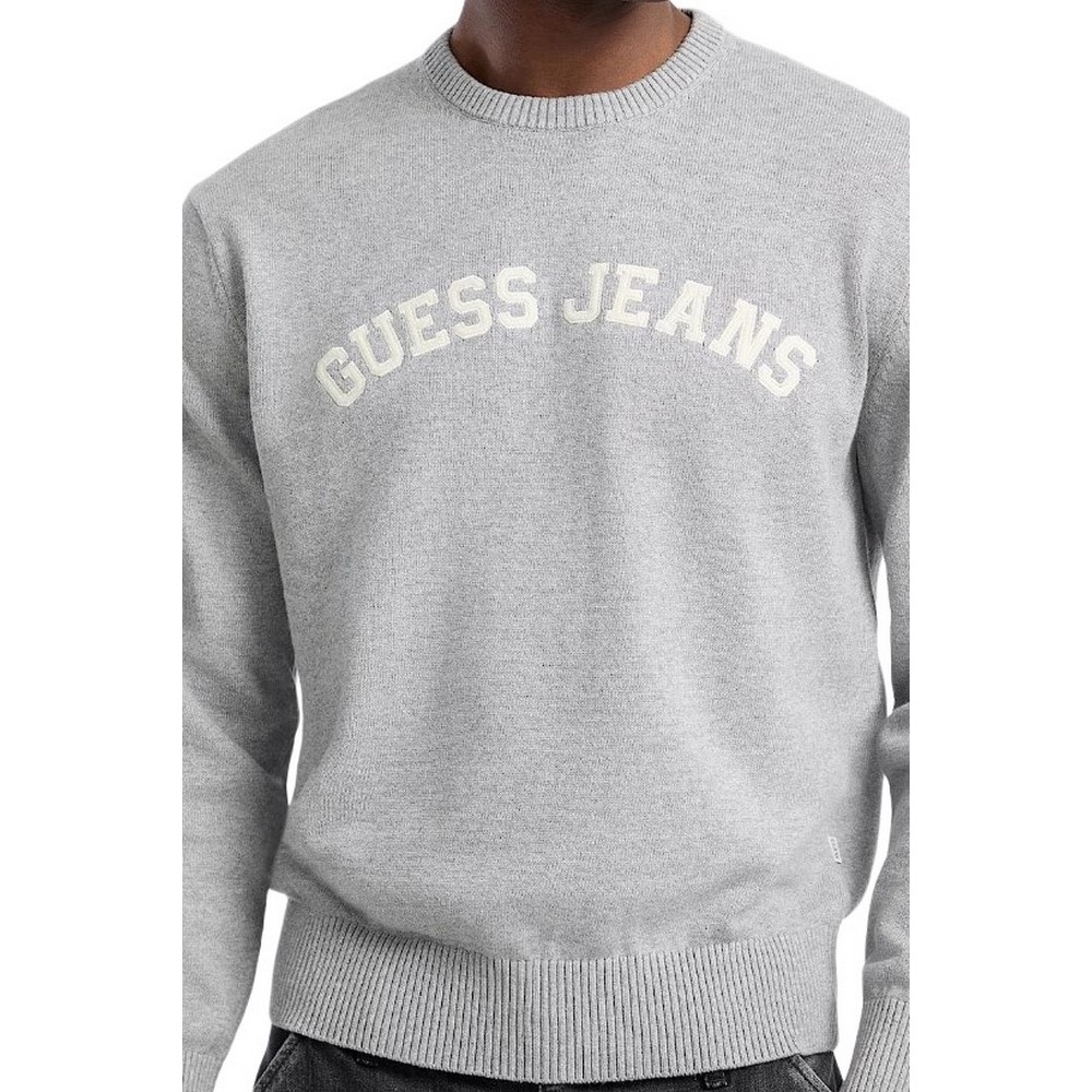 GUESS JEANS LS CN GUESS J PATCH SWTR ΠΛΕΚΤΟ ΑΝΔΡΙΚΟ GREY