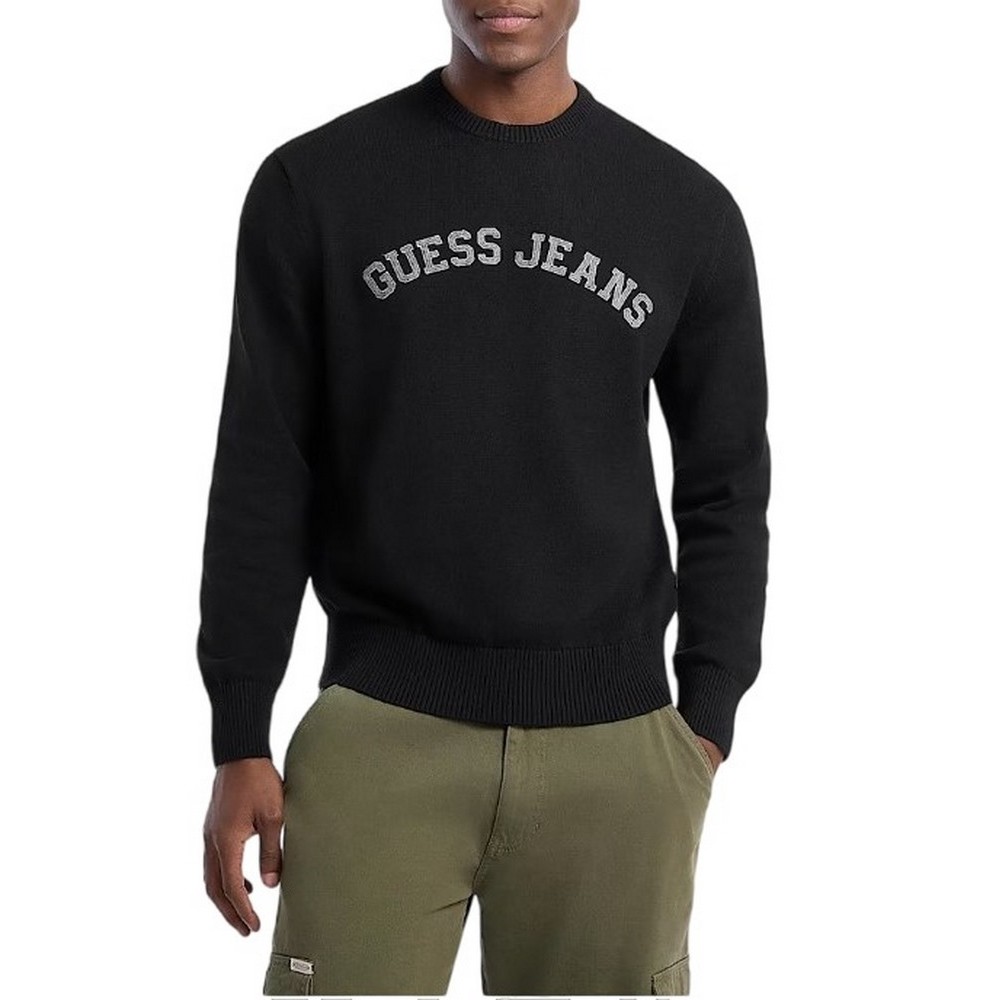 GUESS JEANS LS CN GUESS J PATCH SWTR ΠΛΕΚΤΟ ΑΝΔΡΙΚΟ BLACK