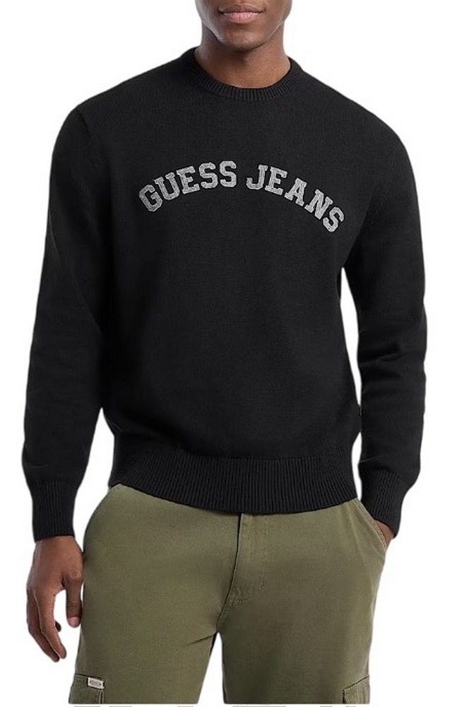 GUESS JEANS LS CN GUESS J PATCH SWTR ΠΛΕΚΤΟ ΑΝΔΡΙΚΟ BLACK