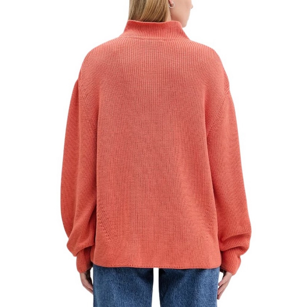 TOMMY JEANS MOCKNECK BADGE SWEATER ΜΠΛΟΥΖΑ ΠΛΕΚΤΗ ΓΥΝΑΙΚΕΙΑ CORAL