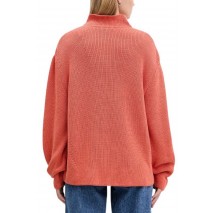 TOMMY JEANS MOCKNECK BADGE SWEATER ΜΠΛΟΥΖΑ ΠΛΕΚΤΗ ΓΥΝΑΙΚΕΙΑ CORAL