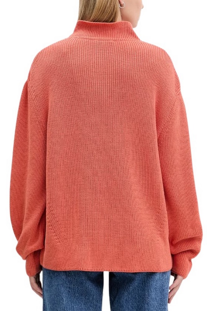 TOMMY JEANS MOCKNECK BADGE SWEATER ΜΠΛΟΥΖΑ ΠΛΕΚΤΗ ΓΥΝΑΙΚΕΙΑ CORAL