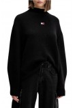 TOMMY JEANS MOCKNECK BADGE SWEATER ΜΠΛΟΥΖΑ ΠΛΕΚΤΗ ΓΥΝΑΙΚΕΙΑ BLACK