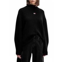 TOMMY JEANS MOCKNECK BADGE SWEATER ΜΠΛΟΥΖΑ ΠΛΕΚΤΗ ΓΥΝΑΙΚΕΙΑ BLACK