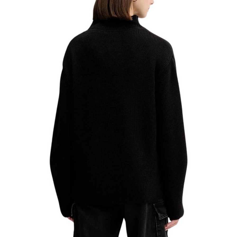 TOMMY JEANS MOCKNECK BADGE SWEATER ΜΠΛΟΥΖΑ ΠΛΕΚΤΗ ΓΥΝΑΙΚΕΙΑ BLACK