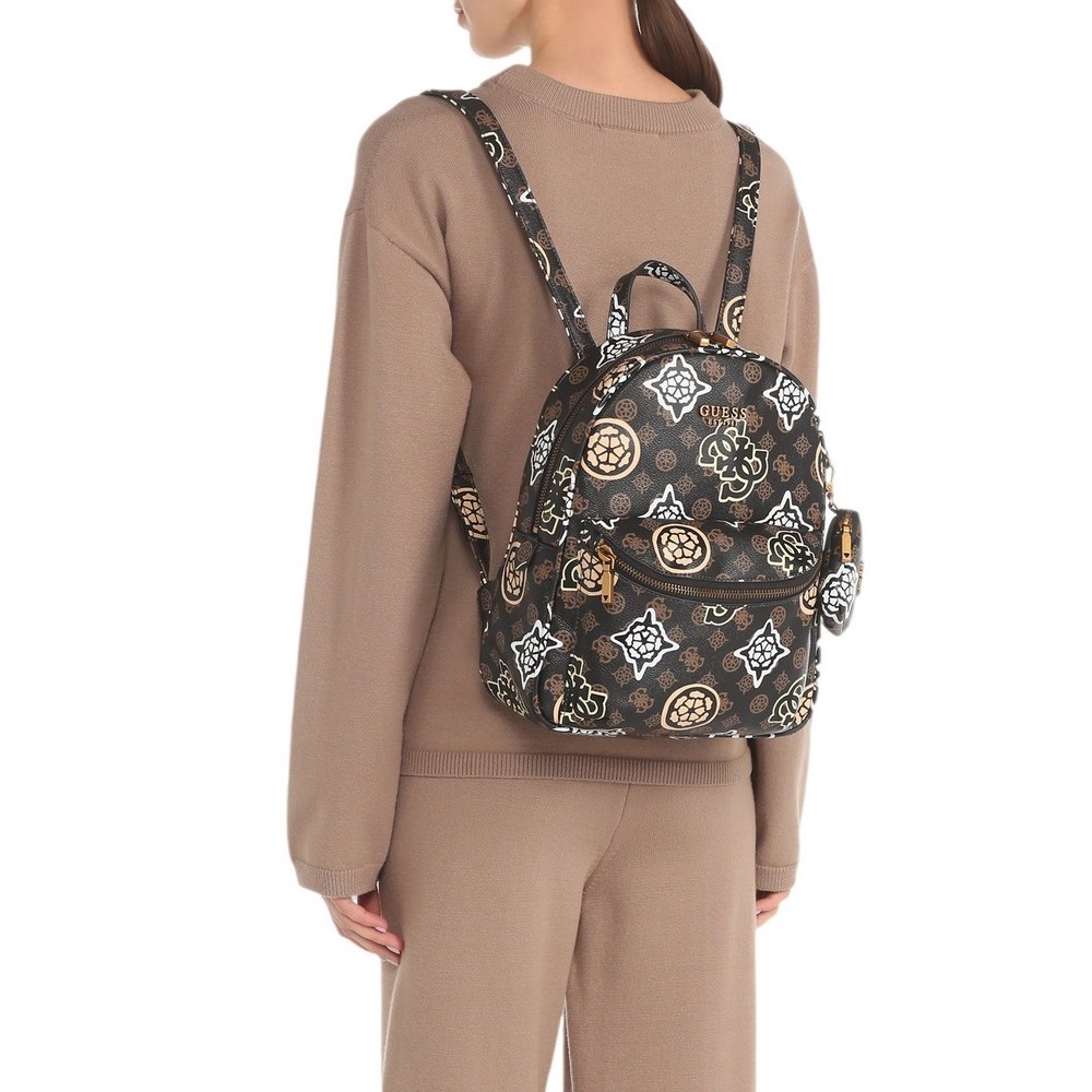 GUESS HOUSE PARTY LARGE BACKPACK ΤΣΑΝΤΑ ΓΥΝΑΙΚΕΙΑ BROWN
