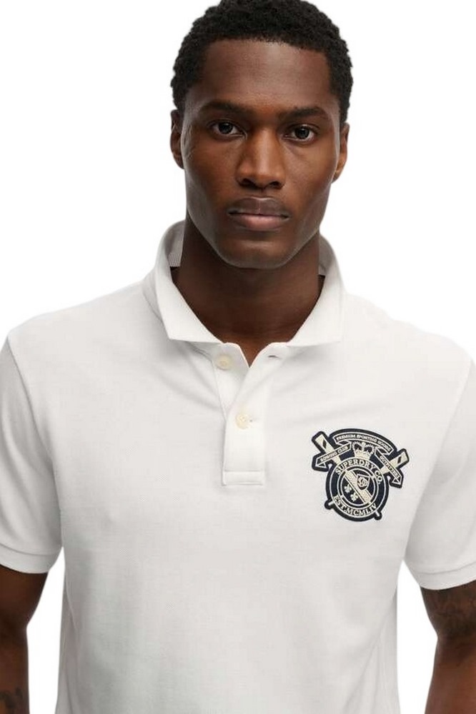 SUPERDRY D2 CREST POLO T-SHIRT ΜΠΛΟΥΖΑ ΑΝΔΡΙΚΗ WHITE