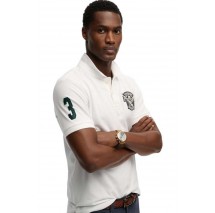 SUPERDRY D2 CREST POLO T-SHIRT ΜΠΛΟΥΖΑ ΑΝΔΡΙΚΗ WHITE