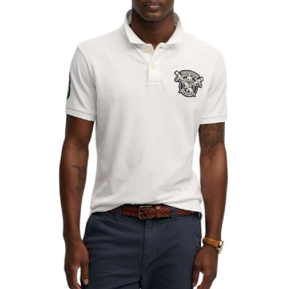 SUPERDRY D2 CREST POLO T-SHIRT ΜΠΛΟΥΖΑ ΑΝΔΡΙΚΗ WHITE