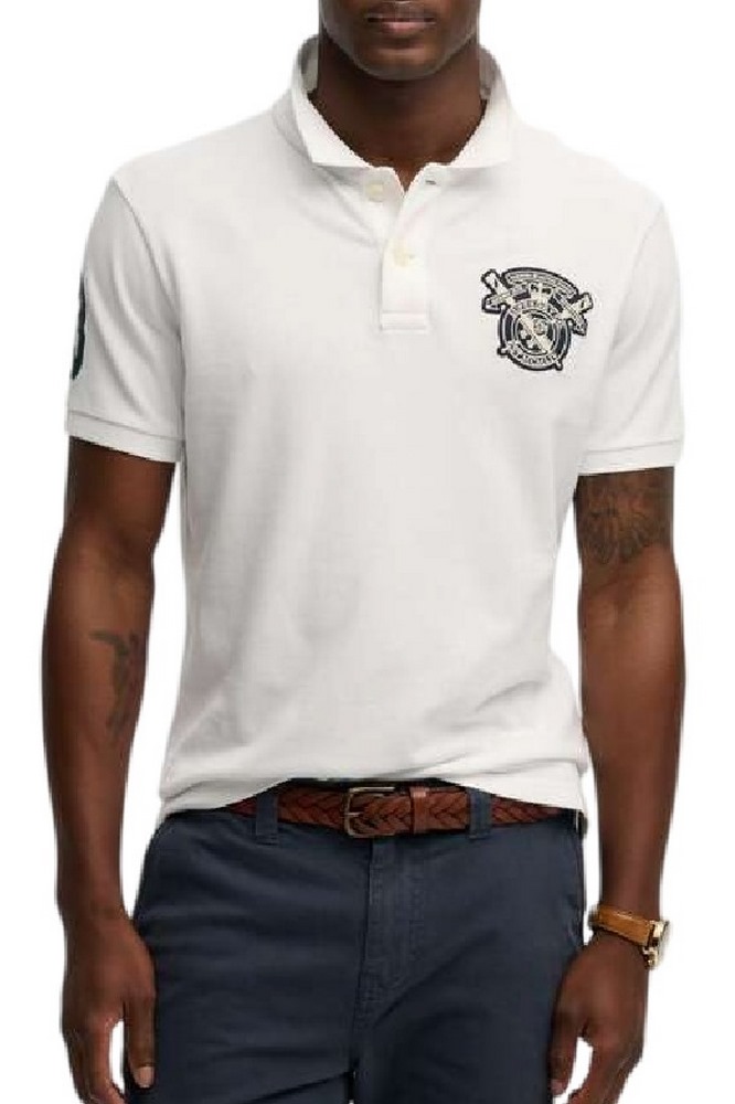 SUPERDRY D2 CREST POLO T-SHIRT ΜΠΛΟΥΖΑ ΑΝΔΡΙΚΗ WHITE
