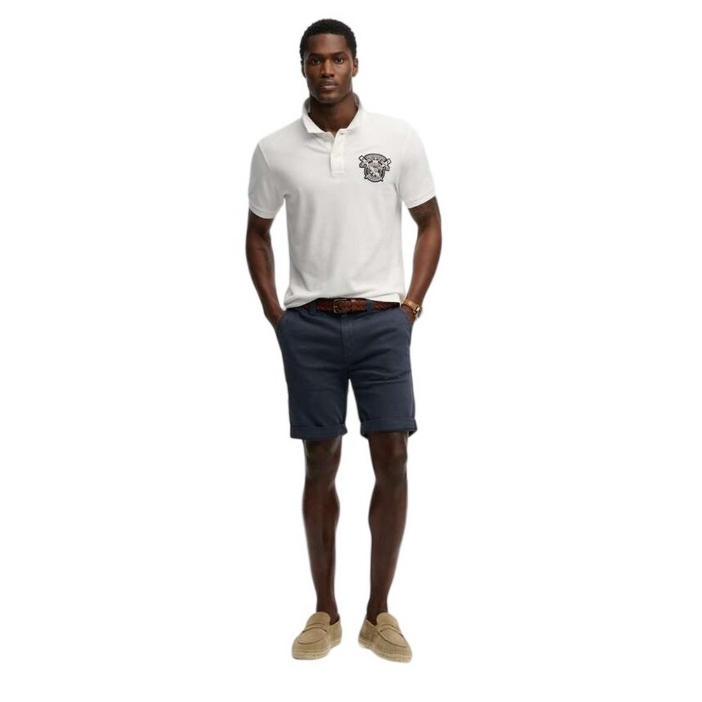 SUPERDRY D2 CREST POLO T-SHIRT ΜΠΛΟΥΖΑ ΑΝΔΡΙΚΗ WHITE