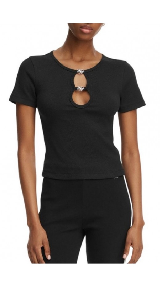 HUGO BOSS JERSEY T-SHIRT DIHEART B ΤΟΠ ΓΥΝΑΙΚΕΙΟ BLACK