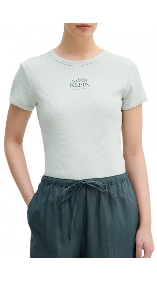CALVIN KLEIN JEANS SS 2X2 BABY RIB LOGO BABY T-SHIRT ΜΠΛΟΥΖΑ ΓΥΝΑΙΚΕΙΑ MINT