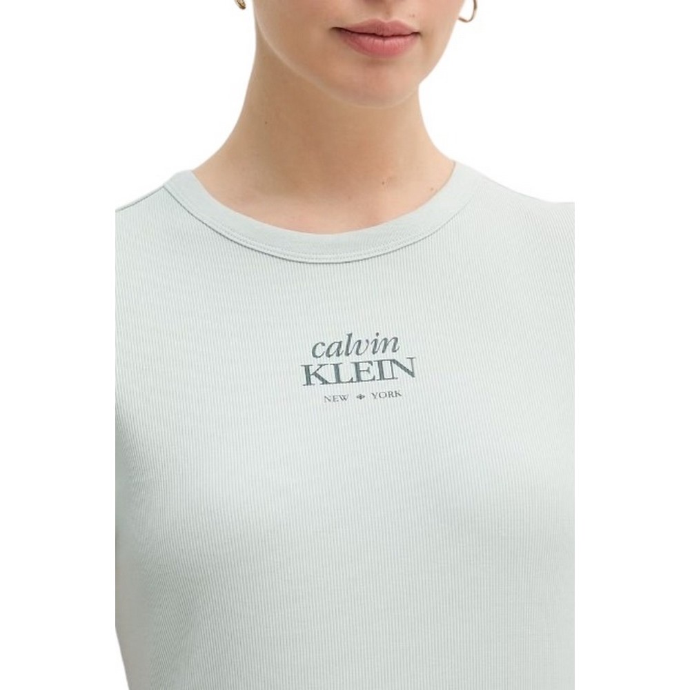 CALVIN KLEIN JEANS SS 2X2 BABY RIB LOGO BABY T-SHIRT ΜΠΛΟΥΖΑ ΓΥΝΑΙΚΕΙΑ MINT