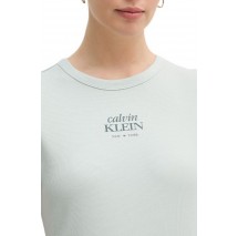 CALVIN KLEIN JEANS SS 2X2 BABY RIB LOGO BABY T-SHIRT ΜΠΛΟΥΖΑ ΓΥΝΑΙΚΕΙΑ MINT