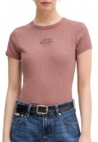 CALVIN KLEIN JEANS SS 2X2 BABY RIB LOGO BABY T-SHIRT ΜΠΛΟΥΖΑ ΓΥΝΑΙΚΕΙΑ BROWN