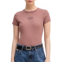 CALVIN KLEIN JEANS SS 2X2 BABY RIB LOGO BABY T-SHIRT ΜΠΛΟΥΖΑ ΓΥΝΑΙΚΕΙΑ BROWN