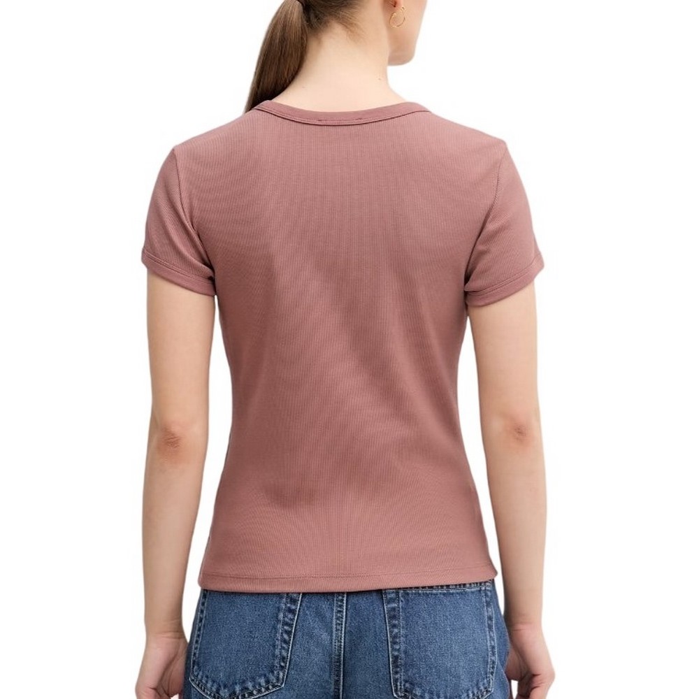 CALVIN KLEIN JEANS SS 2X2 BABY RIB LOGO BABY T-SHIRT ΜΠΛΟΥΖΑ ΓΥΝΑΙΚΕΙΑ BROWN