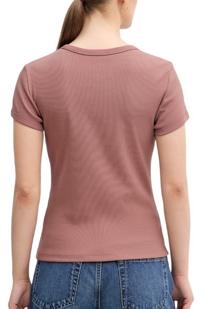 CALVIN KLEIN JEANS SS 2X2 BABY RIB LOGO BABY T-SHIRT ΜΠΛΟΥΖΑ ΓΥΝΑΙΚΕΙΑ BROWN